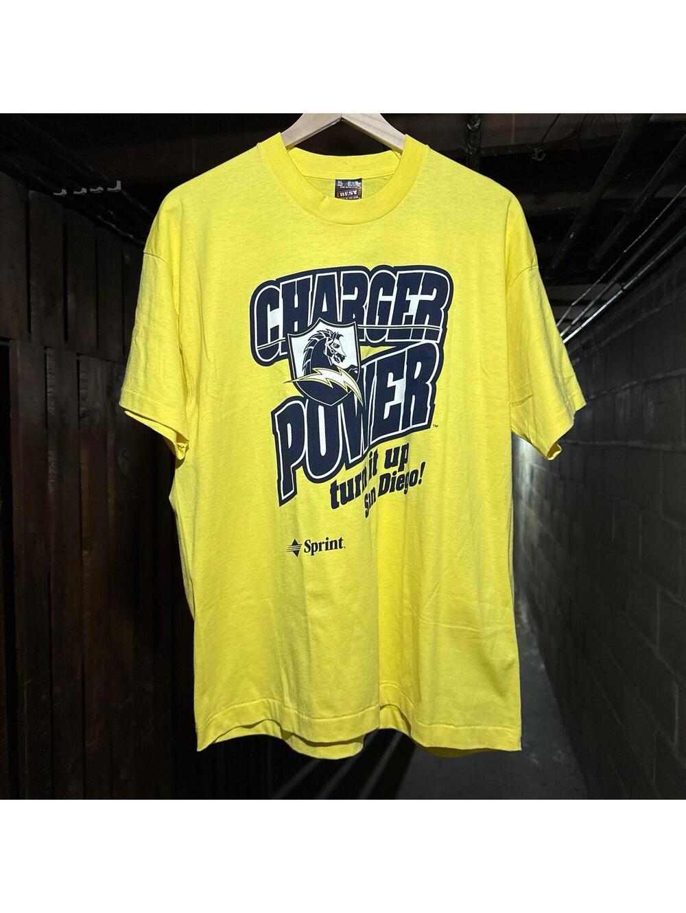 Vintage 80s San Diego Chargers Charger T-Shirt XL Yellow
